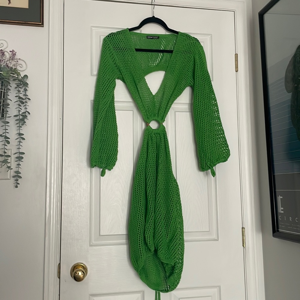 Green Crochet Dress / Beach Cover Up